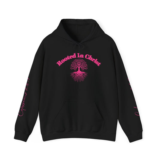 Rooted in Christ (Pink)- Adult Hooded Sweatshirt