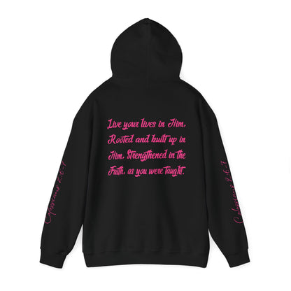 Rooted in Christ (Pink)- Adult Hooded Sweatshirt