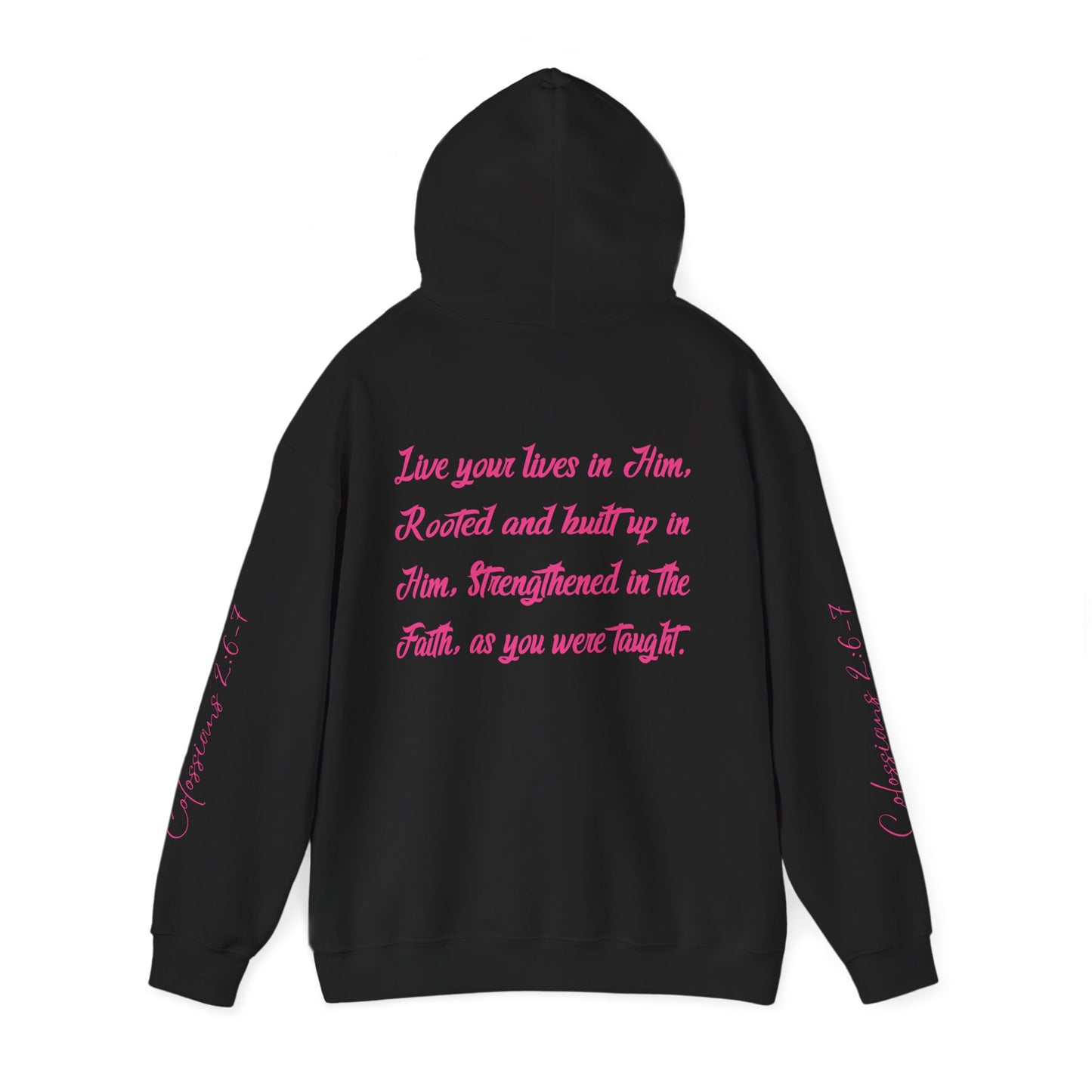 Rooted in Christ (Pink)- Adult Hooded Sweatshirt