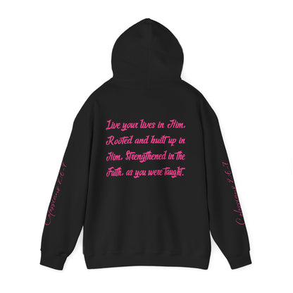 Rooted in Christ (Pink)- Adult Hooded Sweatshirt