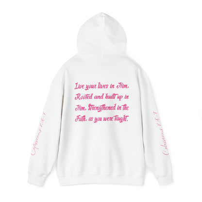 Rooted in Christ (Pink)- Adult Hooded Sweatshirt