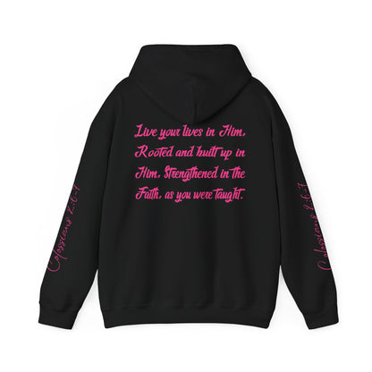 Rooted in Christ (Pink)- Adult Hooded Sweatshirt